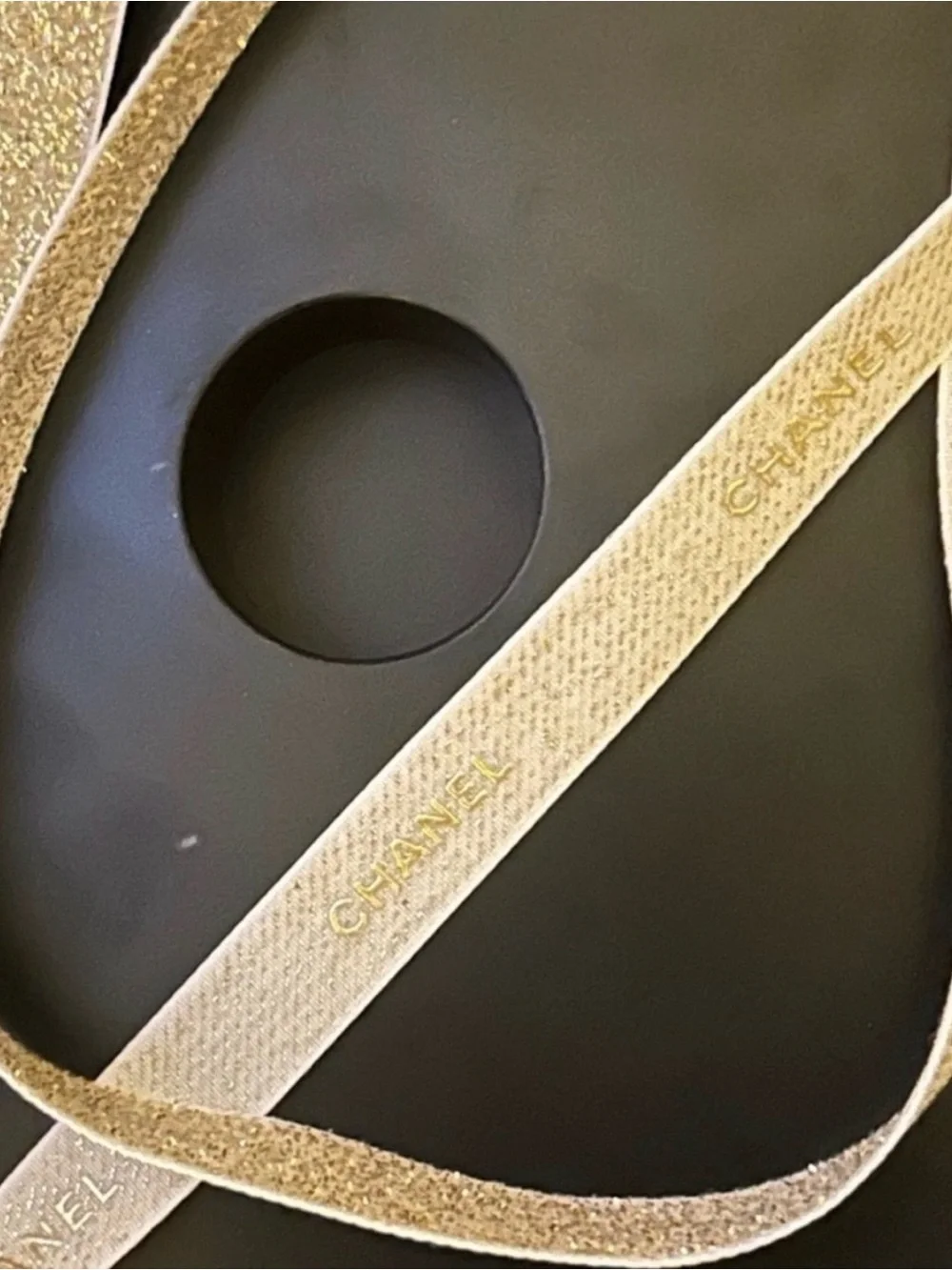 CHANEL Gold Metallic Logo Ribbon Full Roll 25 Yards 3/4” Wide Authentic Rare